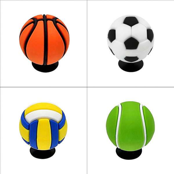 Set de bolas 3D de PVC, accesorios tipo charms para zapatos, lindos diseños de baloncesto y fútbol para decorar zuecos, chanclas, sandalias, zapatos de jardín, hebillas, alfileres para bolsas de playa, regalos para niños y niñas