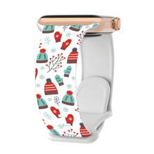 Christmas Print Band For Apple Watch Ultra 49mm Silicone Strap Bracelet For Series 11 10 9 8 7 41 45mm 6 Se 3 40 46 42MM