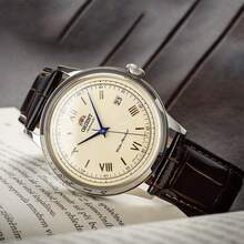 Orient Men's Japanese Automatic Mechanical Stainless Steel Genuine Leather Wristwatch, 100M Water Resistant, Analog Display, Suitable For Christmas, Daily Wear, Birthday, Anniversary And Versatile Gift FAC00009W0