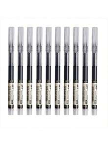 10入組直式液體筆，快乾測試簽名膠筆，0.5mm黑藍墨水學校辦公室筆，文具學校滾珠筆