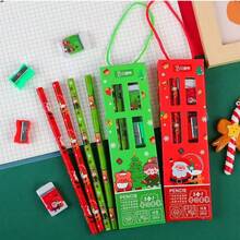 Christmas Gift Box Pencil Set, Handheld Stationery, Christmas Neutral Pen Stationery Set For Students, Cute Christmas Stationery, Stationery Set As Cute Christmas Surprise Gift