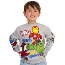 漫威蜘蛛人和他的神奇朋友男孩運動衫、超級英雄男孩服裝、蜘蛛人兒童套頭衫 - 灰色 - 查看 2