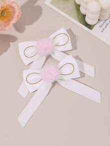 2/8pcs Velvet Hair Bows For Girls Brown Red Hair Clips With Tail Plain Bow Hairpins Vintage Barrettes For Autumn Winter Casual Daily Headpiece Kids Baby Hair Accessories - Multicolor - View 11