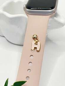 1pc Diamond Encrusted 26 English Letter Charm, Suitable For Silicone Watch Band Decoration - one-size - View 50