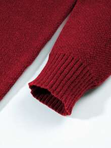 Men's Casual Loose Fit Crew Neck Pullover Sweater, Streetwear Style, Solid Color, Long Sleeve, Versatile, Suitable For Spring, Autumn, Winter - Đỏ - Xem 10