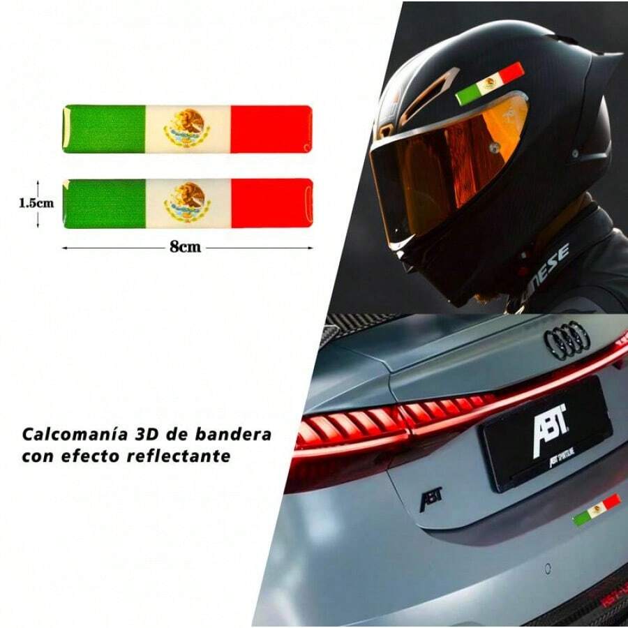 Calcomanía 3D Reflectante con Gota de Resina – Bandera Patriótica para Auto, Moto, Scooter y Maleta |   Cubre Rayones y Decora