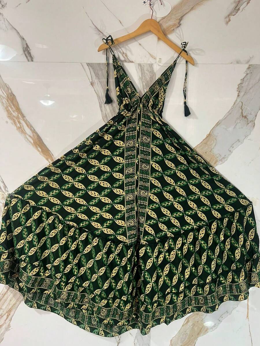 Dress - Green With Gold - View 1