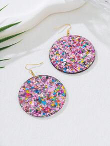 1 Cặp bông tai hình tròn nhiều màu lấp lánh hình học cổ điển dành cho nữ, phụ kiện đa năng cho kỳ nghỉ, tiệc tùng, quà tặng - Màu tím hoa cà - Xem 5
