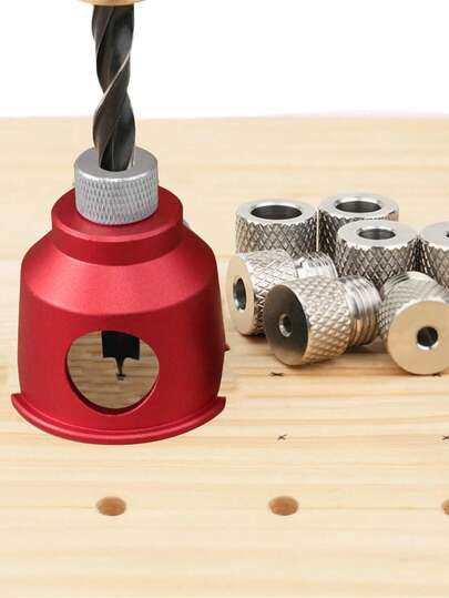 3-10mm 垂直铝制袋孔夹具套件 - 木工袋孔钻孔导向销夹具、带 8 个衬套的直角钻孔导向器、自定心销夹具，适用于木工、家具制作和 DIY 项目