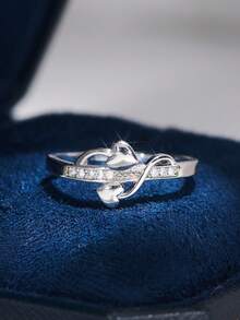 1pc Heart Infinity Ring - Symbol Of Eternal Love And Romance - Unique Gift For Couples, Anniversary, And Everyday Wear