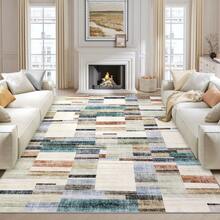 Modern Home Decor Patchwork Living Room Area Rug Stain Resistant Non Slip Hallway Runner Rug Printed Thin Low Pile Mat Throw Rug Washable Bordered Carpet Easy To Clean Soft Non Shedding Floorcover For Dinning Room Kitchen Laundry Bathroom Bedroom - Chromatic - View 3