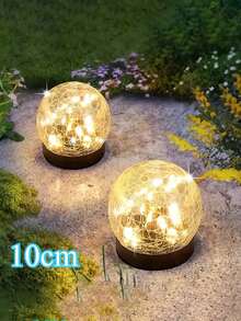1/2 Outdoor Waterproof Solar Garden Ball Lamp, Cracked Glass Lawn Lamp 20LED Solar Ball Lamp, Suitable For Garden Landscape Lighting, Family Courtyard, Valentine's Day Outdoor Scene Arrangement, Vegetable Garden Night Decorative Lamp (2V 100MA Polycrystalline Silicon 1.2V AAA 800mah)