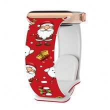 Christmas Print Band For Apple Watch Ultra 49mm Silicone Strap Bracelet For Series 11 10 9 8 7 41 45mm 6 Se 3 40 46 42MM