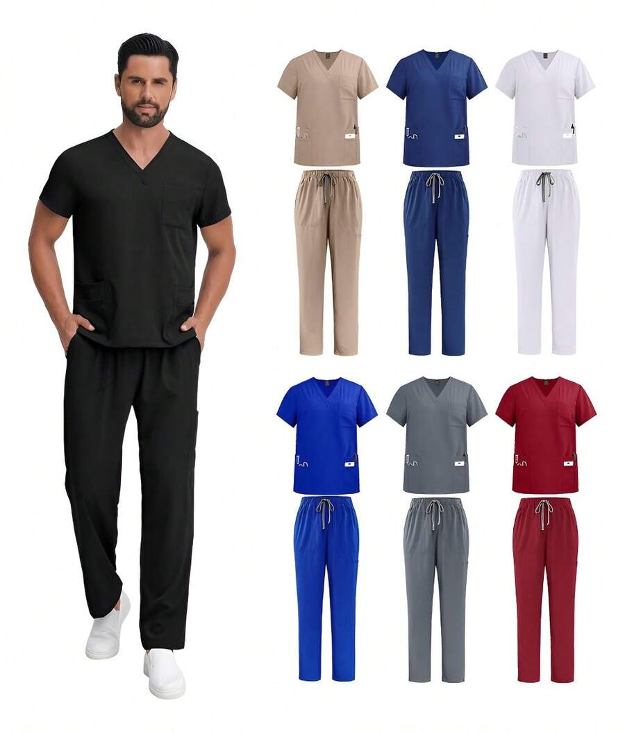 Men Scrub Sets - Black - View 1