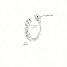 1pc S925 Silver Nose Ring Nose Stud Earring Cartilage Clip Rhinestone Earring, Unique Bohemian Nose Clip, Fake Nose Ring No Piercing Required