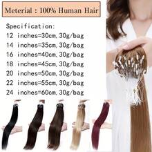 Piano Color Micro-Loop Hair Extensions Invisible Remy Hair Extension For Women Hair Extension 50/100/150 Stand/Pack Invisible Micro-Loop Beads Hair Extension Soft Wearing No Glue No Clip Invisible Remy Hair Extension 2-3 Packs To Add The Length Human Hair Extensions For Daily Use Birthday Party Christmas Use - P01-50 Stand - View 5