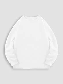 Áo nỉ nữ màu trắng bằng cotton, trễ vai, lót lông cừu dày, kiểu dáng rộng rãi, cổ tròn, tay dài, cỡ lớn, phù hợp cho mùa thu/đông. - Trắng 2 - Xem 2