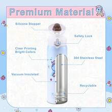 Official Tokidoki Unicorno Water Bottle, Cartoon Vacuum Reusable Insulated Stainless Steel 16.9oz Cup Thermoses With Locking Cover Leak-Proof - Màu xanh lam - Xem 3