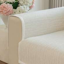 1pc Chenille Sofa Cover, Machine Washable Anti-Scratch Home Protector, Pet Friendly & Easy Care, Fits 1/2/3/4 Seater Sofa, All Season - Beige - View 8