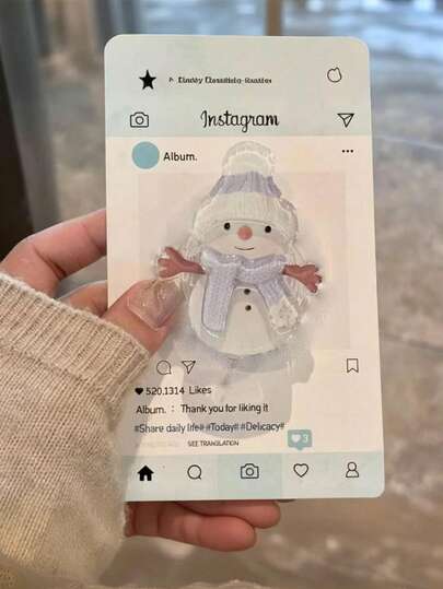 1pc Christmas Snowman Stand Inflatable Phone Case Stand, Slouchy Bracket Retractable Cartoon Portable Compatible With IPhone, Android Phone, Gift For Birthday, Family, Friends Push-Pull Phone Grip Phone Holder Phone Accessories