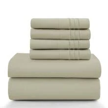 LUX DECOR 6-Piece Embroidered Bed Sheet Set – Brushed Microfiber, Deep Pocket, Lightweight & Breathable – Graduation Gifts, Home Decor, Sleep Protection For Dorms, Student Beds, Back‑To‑School Gift, Soft Bed Linens, Comfortable Sleep, Luxury Bed Set, Valentine's Day Bedroom, Spring Bedding Refresh, Guest Room Essentials, Dorm Room Bedding, Premium Bed Linens, Easy Care Sheets, Hypoallergenic Fabric, Year-Round Comfort, Master Bedroom Update, Matching Bedding Set, Hotel Quality Linens - 灰褐色 - 查看 10