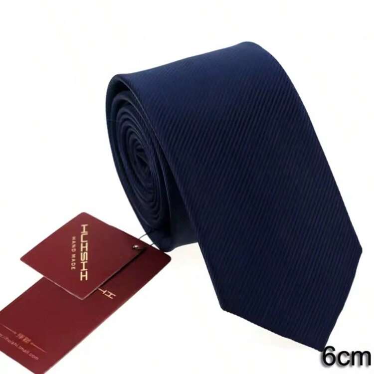 Men's Slim Traditional Striped Jacquard Ties In Various Colors - Navy Blue Tie - View 1