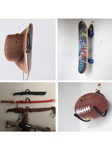 1pcSkateboard Wall Mount Hook, Skateboard Rack ,Gun Rack Storage Gun Hooks, Wall Mount, Suitable For Any Rifle Shotgun Bow With Pad And Heavy Steel, Wall Mount Storage,Nail Holder Key,Floating Shelf,Organiser,Christmas,Christmas Decorations,Hooks,Door Hanger,Bedroom,Hanger,Wall Hanger,Wall Hook, Key Holder,Key Holder Wall,Key Hanger - Multicolor - View 4
