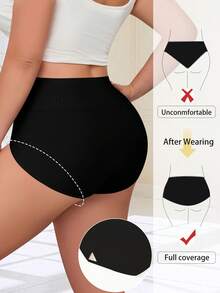 QUASTI 5pcs/Pack Plus Size Textured Waistband Lightweight Breathable Soft High Waist Briefs, 1XL-5XL - Multicolor - View 6