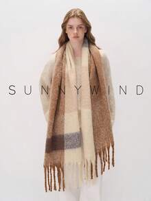 1pc Thick & Warm Elegant Plaid Scarf, Suitable For Autumn/Winter For Dress