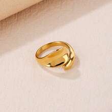 JOJELOO 1pc Fashionable Leaf Design Open Ring, Suitable For Women's Daily And Holiday Wear - Yellow Gold - View 7