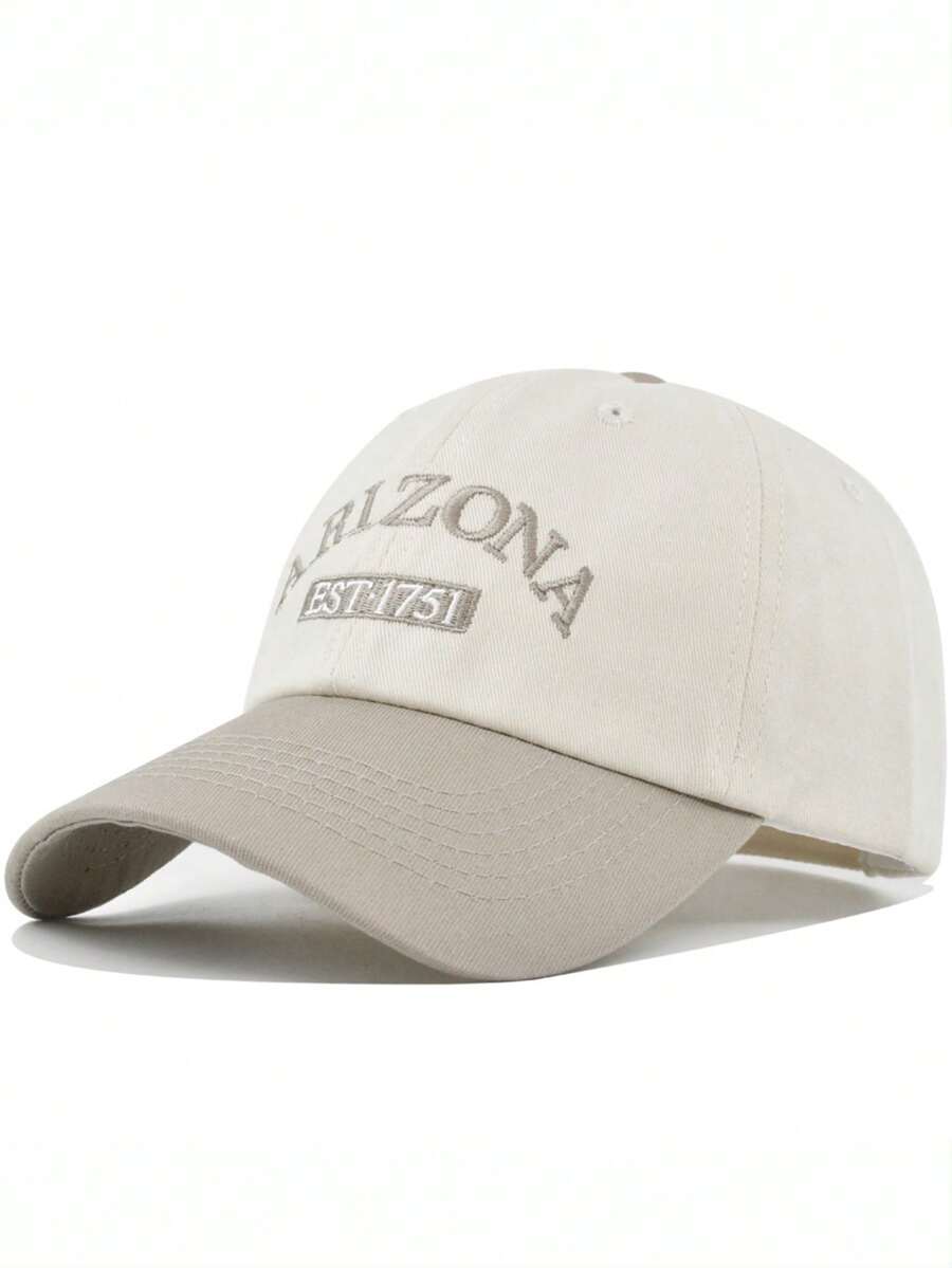 Outdoor Sports Casual Street Color Block Baseball Cap, Spring/Summer Letter Embroidery Curved Brim Hat, Unisex Couple Student Simple Comfortable Golf Outdoor Sun Protection Cap