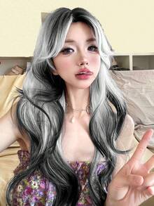 alicegarden 1 Synthetic Heat-Resistant Wig With Bangs, Multi Colored Long Rolled Wig, 26 Feet Long, Made Of Fiber, Suitable For Daily Use, Natural Simulation Wig - Multicolor - View 5
