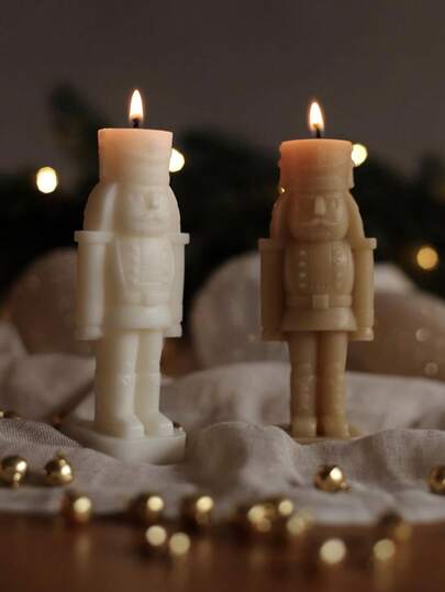 1 Stück handgemachte Weihnachts-Nussknacker-Kerze, dekorative Kerze für Atmosphäre, Raumdekoration, Weihnachtsgeschenke, Geschenke für beste Freunde, Abschlussgeschenke, Geburtstagsgeschenke, Hochzeitsgeschenke, Muttertagsgeschenke, Liebesgeschenke, Geschenke für Frauen, Mädchen, Hochzeitsgeschenke, Hochzeitssouvenirs, Heimdekoration, Geburtstagsdekorationen, Englische Birne & Freesie Weihnachtsdekoration