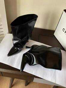 Fall/Winter French Blogger Style Pointed Toe Thigh High Boots, Ins Nordic Kitten Heel Equestrian Boots For Women,Kitten Heel Boots,Party - Black - View 5