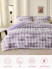 1pc Wonderful Fluffy Faux Rabbit Fur Bubble Comforter, Tie-Dyeing Purple Plush Fuzzy Bedding, Warm Soft Bubble Comforter Bedding For Winter, No Pillowcase, Comfortable And Machine Washable, Oeko-Tex Certified. - Multicolor - View 4