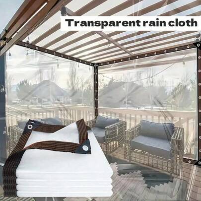 Lona transparente resistente y a prueba de agua - Adecuada para patio, porche, jardín, camping y talla grande - Material de plástico, resistente a la lluvia y los rayos UV, cubierta de toldo para exteriores