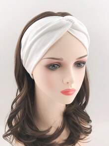 1 chiếc băng đô rộng màu trắng đơn giản, co giãn, thấm mồ hôi, kiểu xoắn dành cho nữ, thích hợp cho thể thao ngoài trời, tập gym và thường ngày, băng đô cài tóc mùa thu đông, phụ kiện tóc cho nữ, khăn choàng thanh lịch, khăn bandana mềm mại cho mùa hè. - trắng - Xem 7