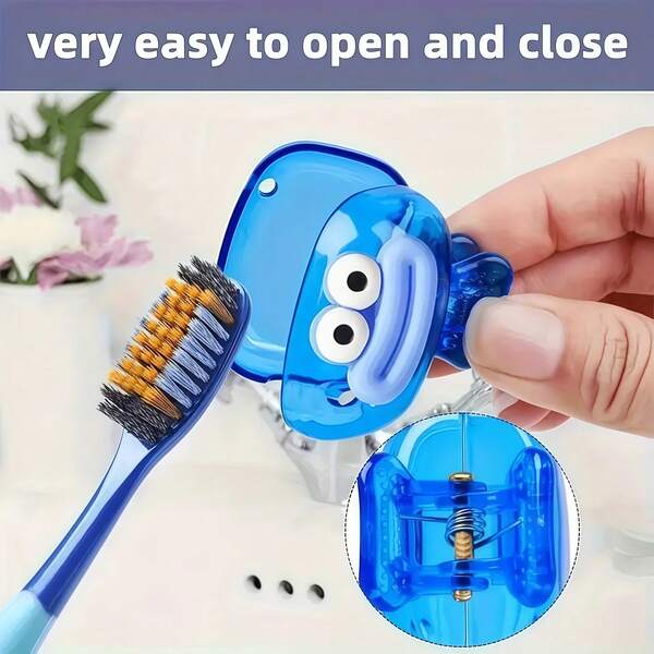 حامل فرشاة الأسنان وصندوق التخزين 1-5 قطع، مناسب لفرشاة الأسنان أثناء السفر، مع فتحات تصريف ووقوف داعم