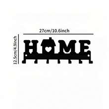 1pc Rustic Metal Wall Decor HOME Sign Wall Mounted Key Holder - Easy To Install Multi Hook Organizer For Keys, Glasses, Accessories, Towels - Welcoming Wall Hook For Entryway, Hallway, Living Room, Kitchen, Bathroom, Bedroom Decor That Enhances Organization, Style, And Modern Rustic Charm - Black - View 2