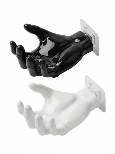 1 pezzo Portasaponetta a forma di mano da montare a parete, con adesivo forte senza bisogno di forare, per riporre chiavi e auricolari, portasaponetta in plastica a forma di V per decorazione casa e cucina, ideale anche per San Valentino