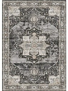 9x12 Area Rugs Living Room - Large Boho Stain-Resistant Rugs With Non-Slip Backing, Vintage Design Bedroom, Beige/Brown, Home Decor Floor - Black - View 10