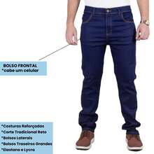 Kit With 2 Men's Heavy Duty Jeans Reinforced Elastane Lycra Immediate Shipping - 藍色 - 查看 4