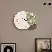 2D Flat, 1pc Modern Minimalist Flower Creativity Art Clock Mute Decorative Wall Clock, Super Quiet Quartz Movement, No Ticking Sound, Suitable For Bedroom Decor, Dining Room Living Room Office Sofa Background Wall Decor, Home Decor