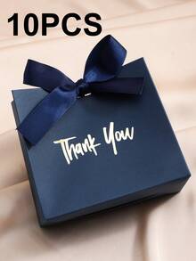 5/10pcs Kraft Paper Mini Gift Bags/Boxes, Foil Thank You Pattern Design With Gold Ribbon Bow, Suitable For Wedding, Valentine's Day, Birthday Party, Holiday Small Gifts Packaging, Halloween Candy, Snacks, Christmas Gifts, Christmas Tree Decor - Thank You Box - View 11