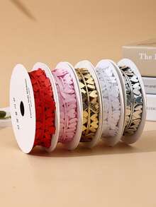 1pcValentine's Day Colorful Bilateral Heart Yarn Ribbon Diy Bow Hair Accessories Flowers Gift Decorative Packaging Materials