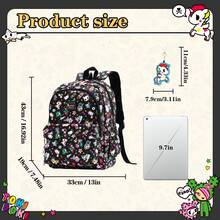 Official Tokidoki Unicorno Backpack With Keychain For Women Men, Cartoon Large Capacity Travel Laptop Book Bag Casual Daypack Shoulder Bag - màu đen - Xem 2