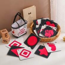 Black & White, Black & Red Contrast Cards, Visual Stimulation Cards For Newborn Baby, Color & Shape Recognition Educational Cards