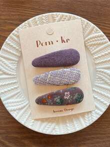 2025秋冬可爱简约布艺发夹套装，3件套，适合女性、女孩、学生，韩版时尚可爱花朵发夹，刘海发卡，发饰，头饰，发饰，拍照造型工具，水滴发夹，秋季，女士，旅行，美发工具，小物件，礼物，旅行，圣诞礼物 - 彩色 - 查看 15