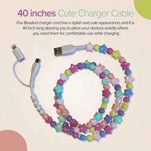 2pcs USB C Cable Compatible For IPhone Charging Cable 2-In-1 Multi Charging Cable Fast Charging Cable Star Bead 3.3ft Women Compatible For IPhone 16/15 Pro Max-Color - Colorful - View 7