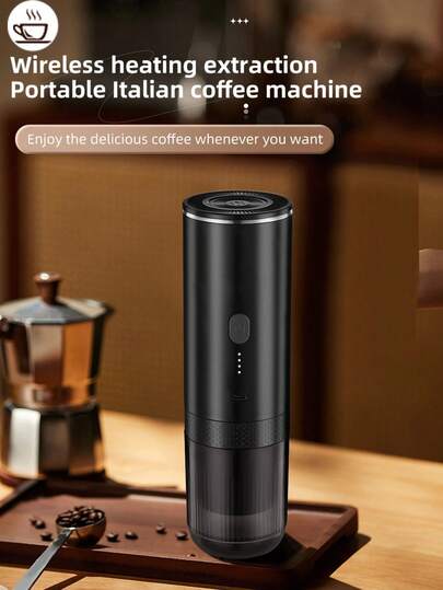 1pc Wireless Portable Espresso Coffee Maker, Compact & Portable, Equipped With 7500mAh Battery, With Heating Function, No Need For Hot Water, Can Be Used In Car, Constant Temperature Extraction, 92°C Precise Temperature Control, 20 Bar Pump Pressure, Extract Rich Oils And Aroma, USB Charging, Suitable For Travel, RV, Hiking, Camping, Office And More (With Heating Function)